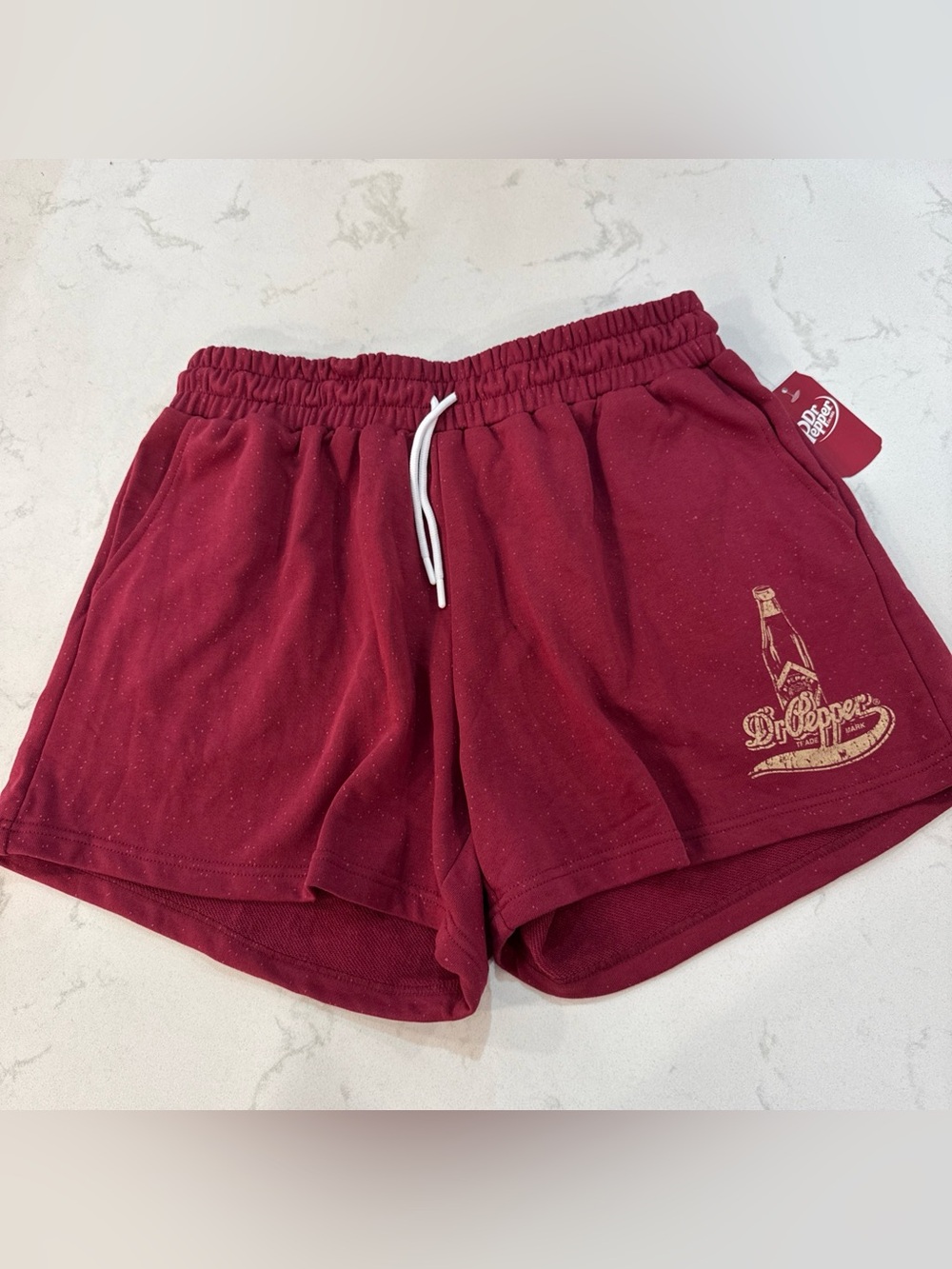 NWT Dr. Pepper Maroon Women’s Lounge Shorts with Drawstring Sz M